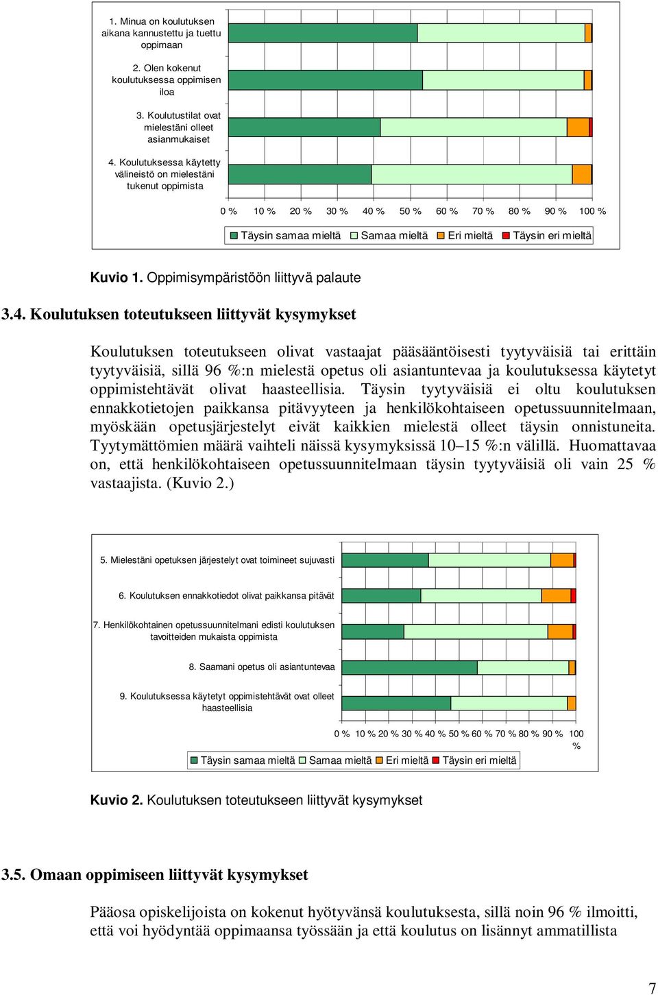 Oppimisympäristöön liittyvä palaute 3.4.