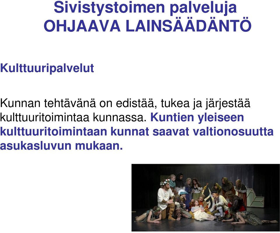 järjestää kulttuuritoimintaa kunnassa.