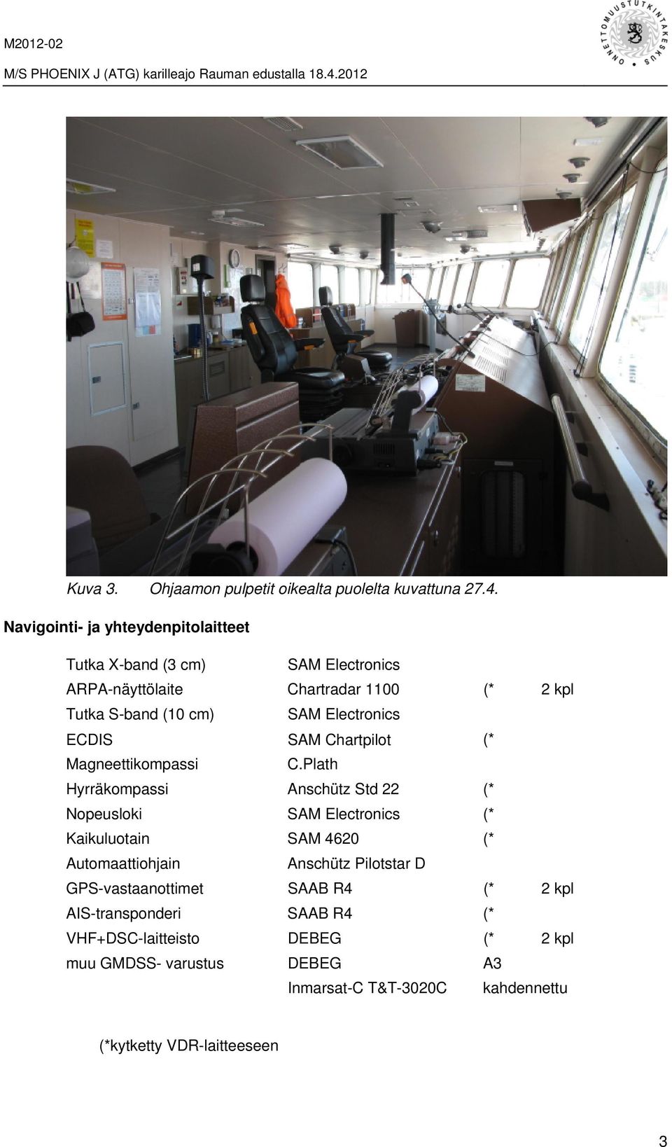 Electronics ECDIS SAM Chartpilot (* Magneettikompassi C.