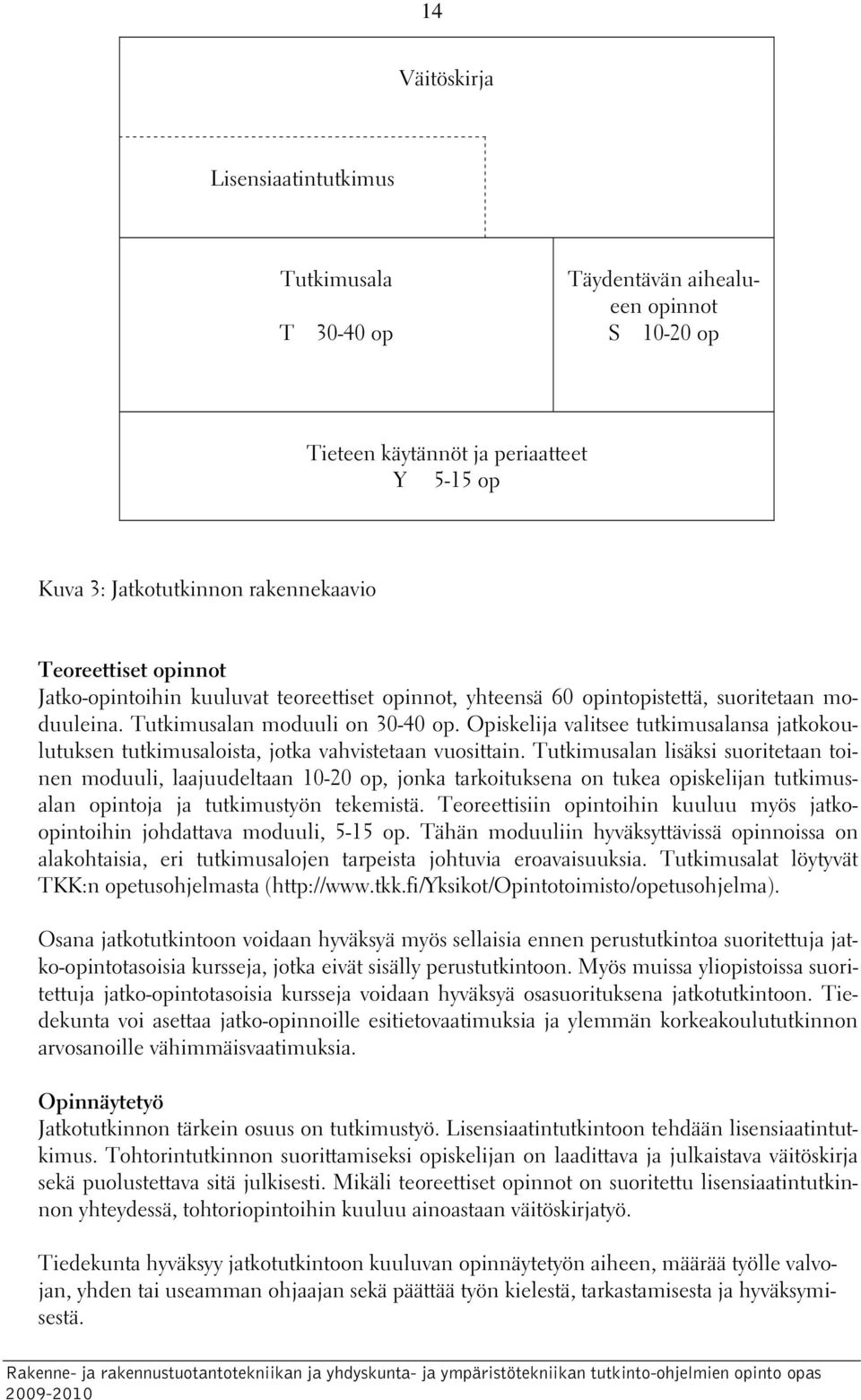 Opiskelija valitsee tutkimusalansa jatkokoulutuksen tutkimusaloista, jotka vahvistetaan vuosittain.