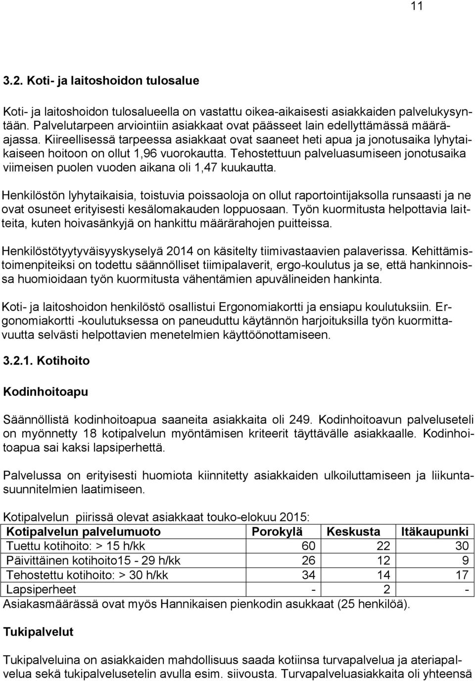 Kiireellisessä tarpeessa asiakkaat ovat saaneet heti apua ja jonotusaika lyhytaikaiseen hoitoon on ollut 1,96 vuorokautta.