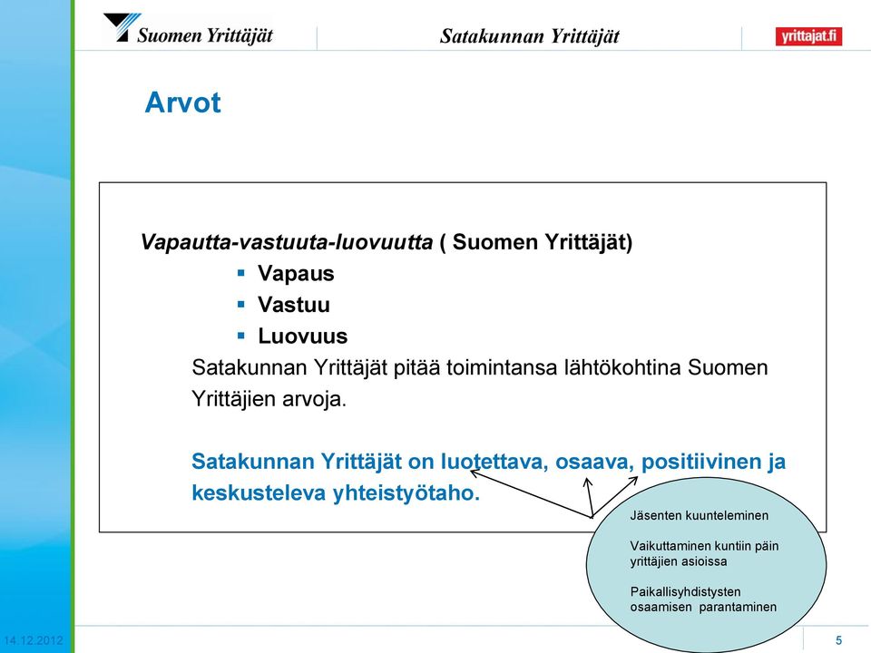 Satakunnan Yrittäjät on luotettava, osaava, positiivinen ja keskusteleva yhteistyötaho.