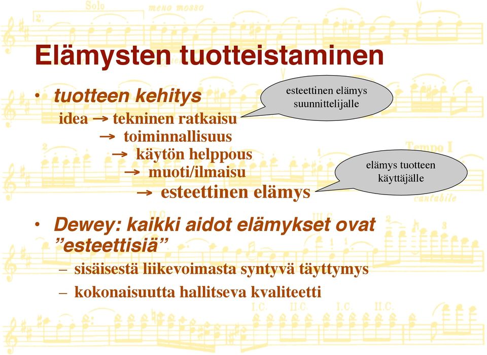 elämys suunnittelijalle Dewey: kaikki aidot elämykset ovat esteettisiä