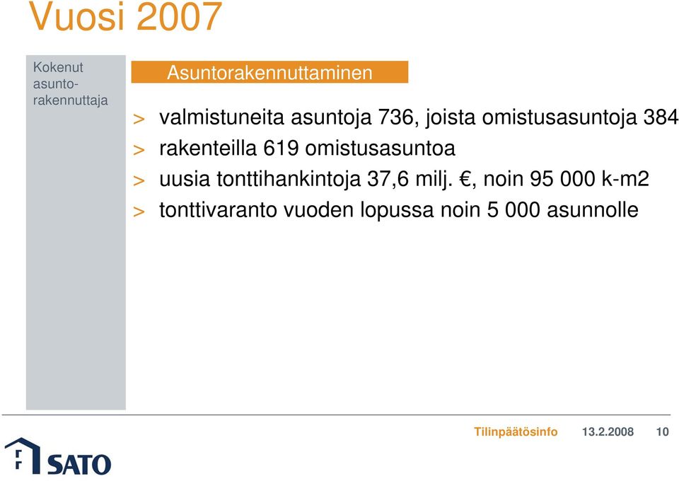 rakenteilla 619 omistusasuntoa > uusia tonttihankintoja 37,6