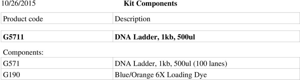 DNA Ladder, 1kb, 500ul DNA Ladder, 1kb,