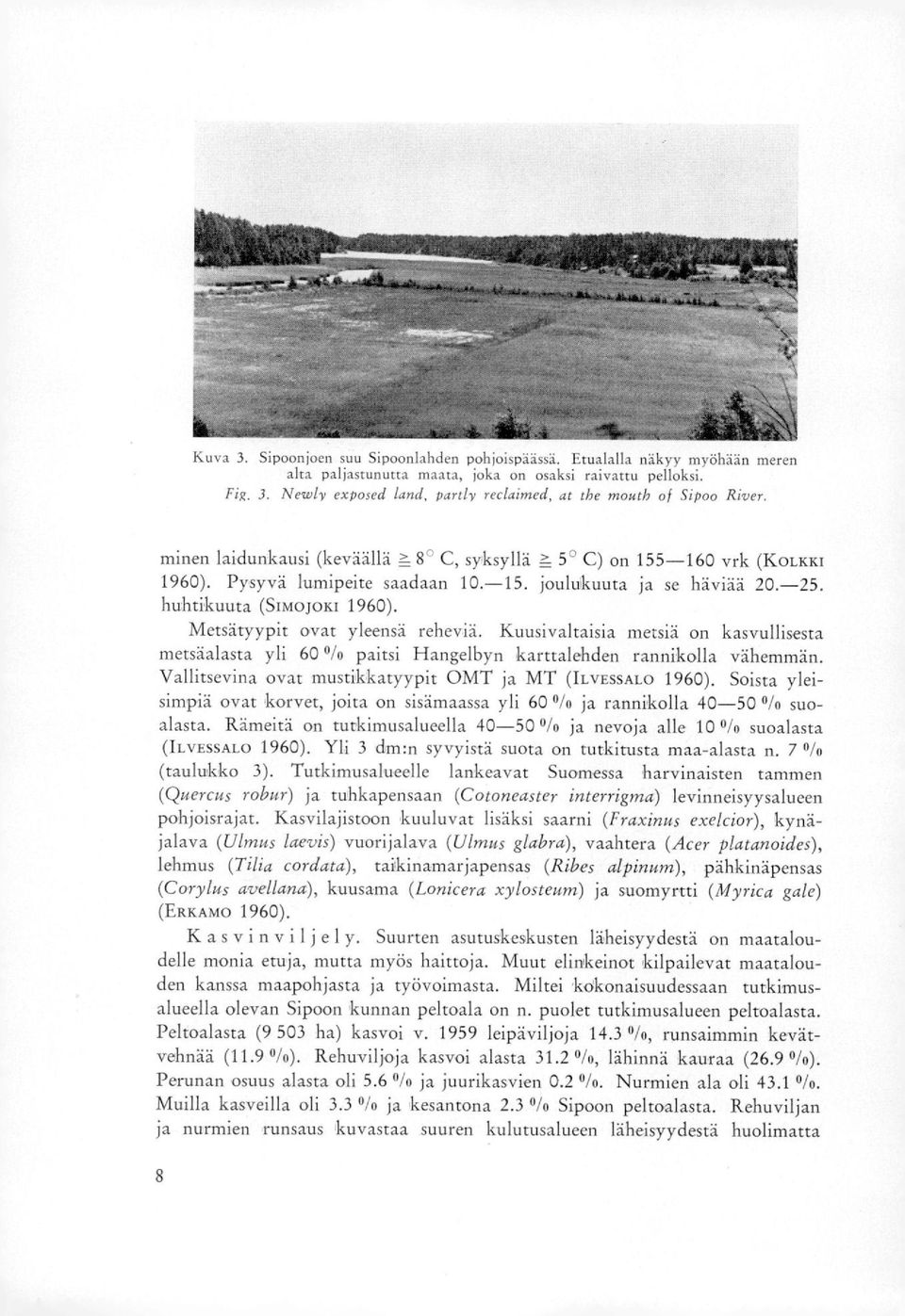 Kuusivaltaisia metsiä on kasvullisesta metsäalasta yli 6 /o paitsi Hangelbyn karttalehden rannikolla vähemmän. Vallitsevina ovat mustikkatyypit OMT ja MT (ILvEssALo 196).