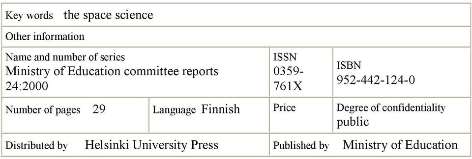 952-442-124-0 Number of pages 29 Language Finnish Price Degree of