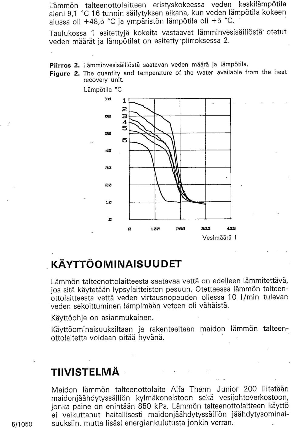 The quantity and temperature of the water available from the heat recovery unit.