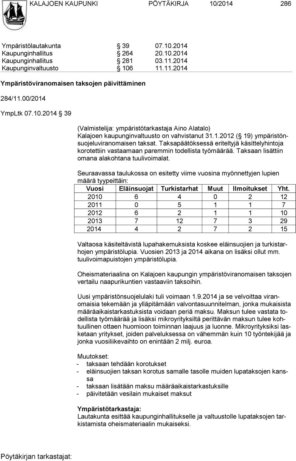 Taksapäätöksessä eriteltyjä käsittelyhintoja korotettiin vastaamaan paremmin todellista työmäärää. Taksaan lisättiin omana alakohtana tuulivoimalat.