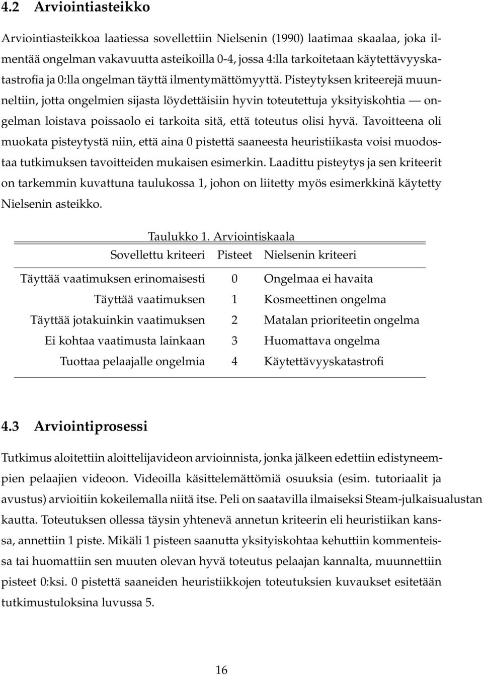 Pisteytyksen kriteerejä muunneltiin, jotta ongelmien sijasta löydettäisiin hyvin toteutettuja yksityiskohtia ongelman loistava poissaolo ei tarkoita sitä, että toteutus olisi hyvä.