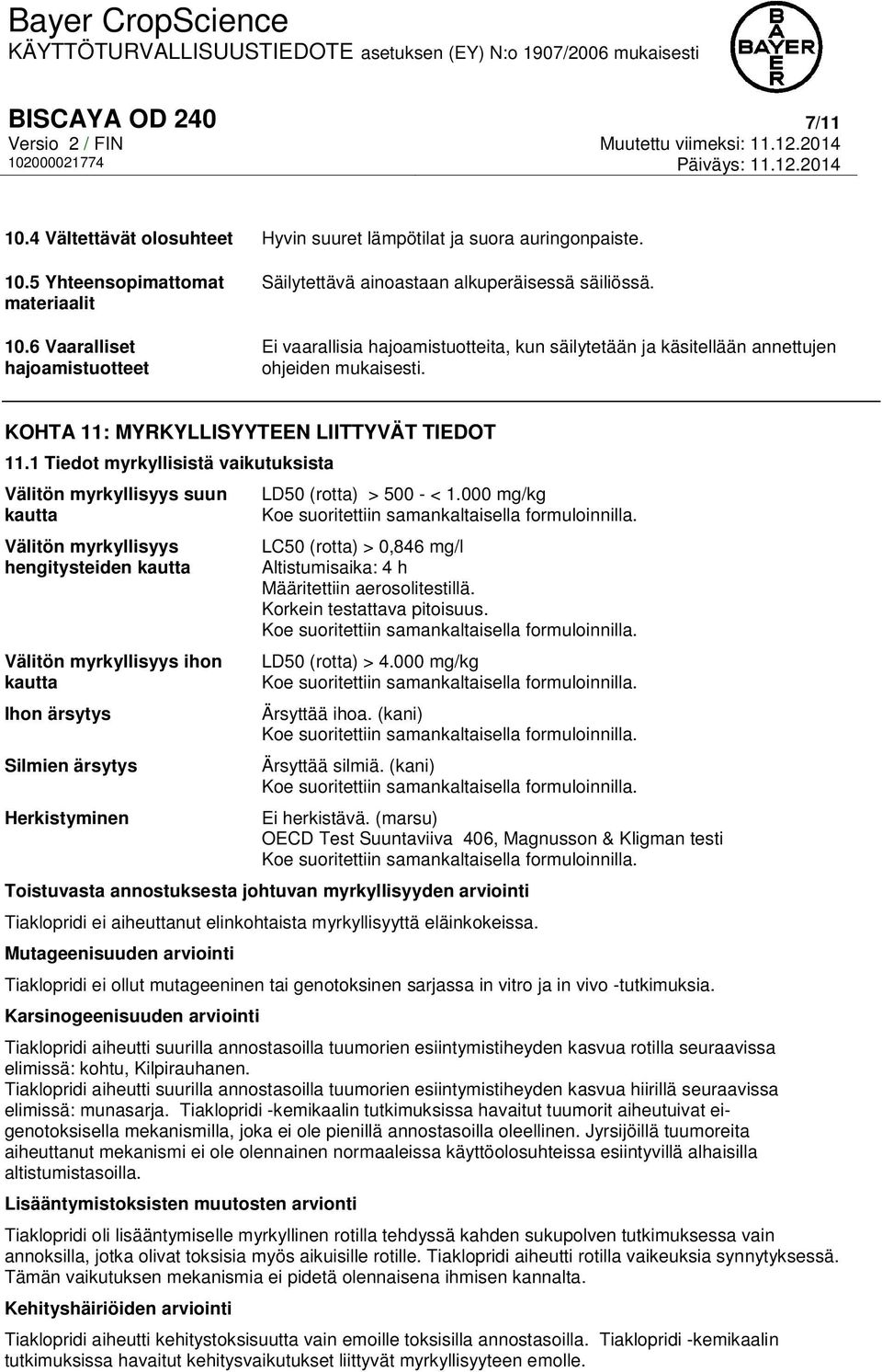 KOHTA 11: MYRKYLLISYYTEEN LIITTYVÄT TIEDOT 11.