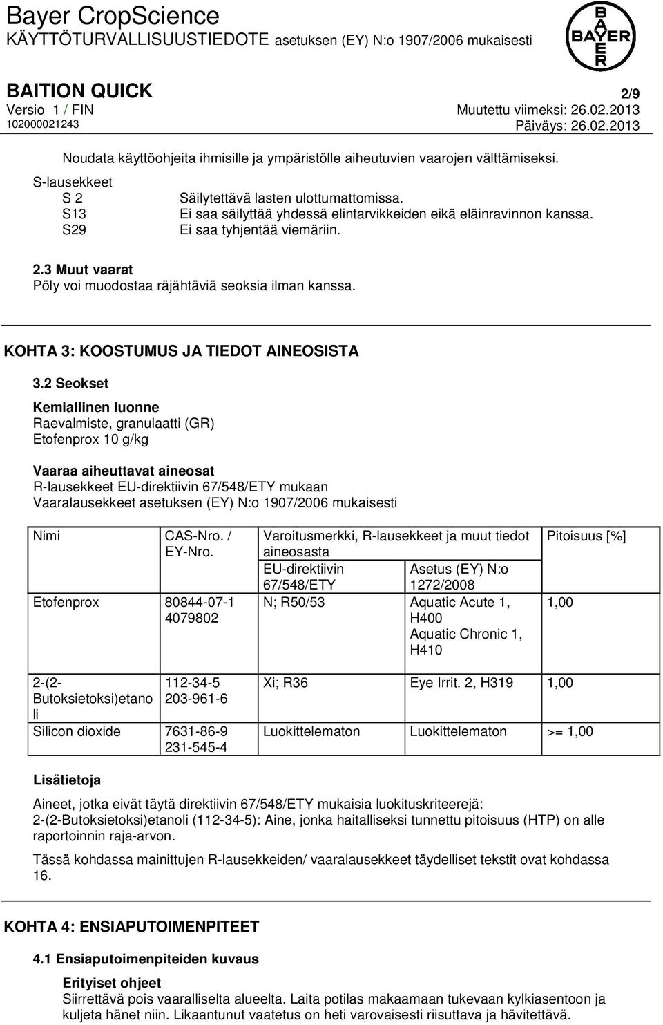 KOHTA 3: KOOSTUMUS JA TIEDOT AINEOSISTA 3.