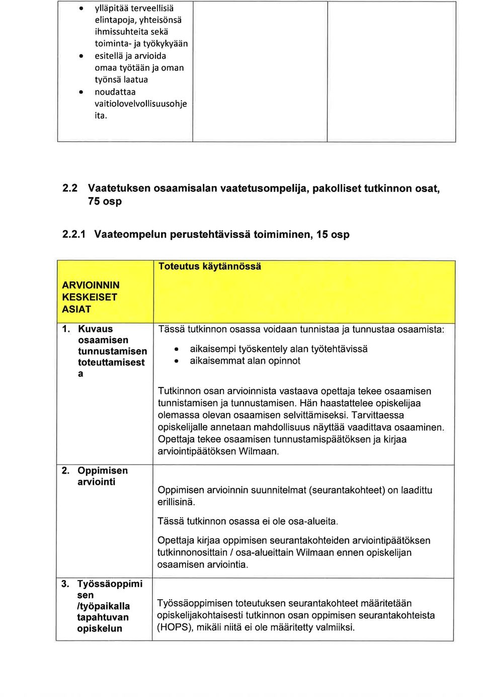 ikisempi työskentely ln työtehtävissä. ikisemmt ln opinnot Tutkinnon osn rvioinnist vstv opettj tekee osmisen tunnistmisen j tunnustmisen. Hän hstttelee opiskelij olemss olevn osmisen selvittämiseksi.