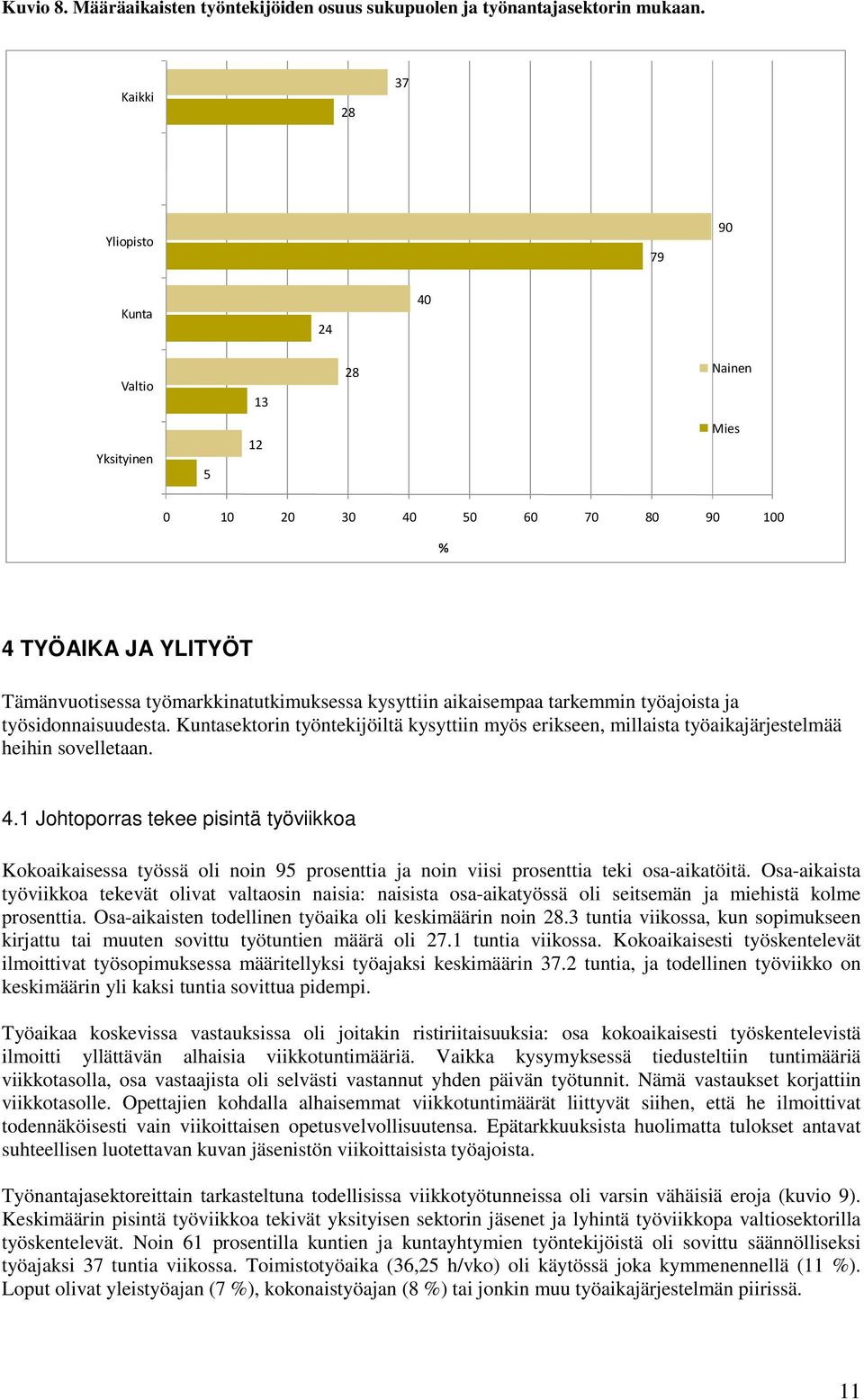 aikaisempaa tarkemmin työajoista ja työsidonnaisuudesta. Kuntasektorin työntekijöiltä kysyttiin myös erikseen, millaista työaikajärjestelmää heihin sovelletaan. 4.