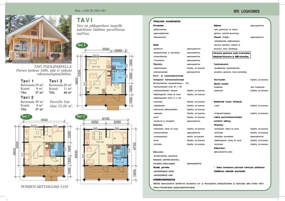 POHJIEN MITTAKAAVA 1:125 Puh: +358 50 3241 081 TAVI Tavi on pikkuperheen tarpeille todellinen tilaihme parvellisena mallina.