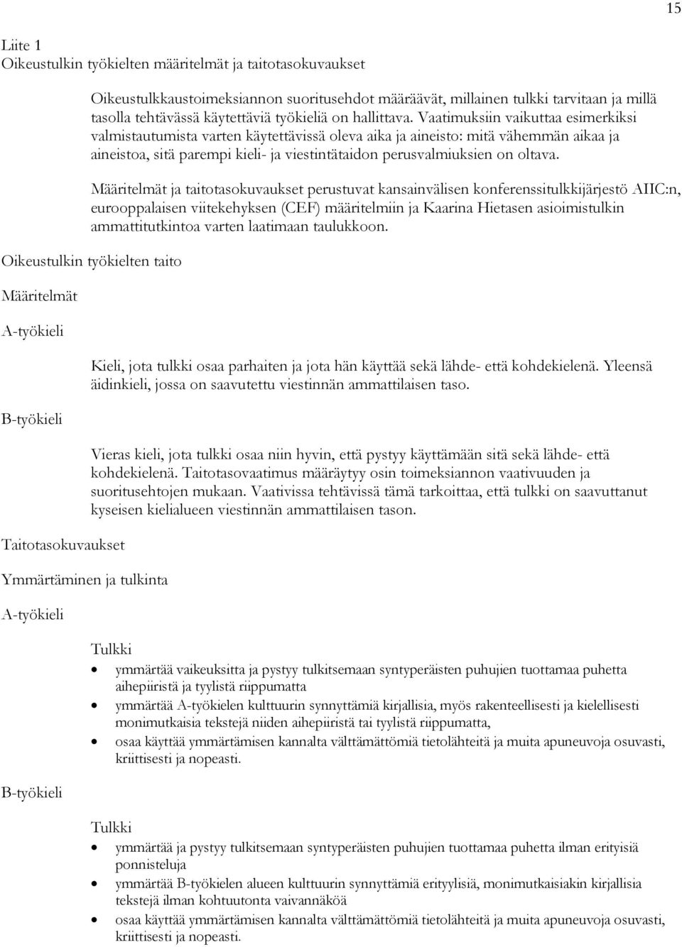 Vaatimuksiin vaikuttaa esimerkiksi valmistautumista varten käytettävissä oleva aika ja aineisto: mitä vähemmän aikaa ja aineistoa, sitä parempi kieli- ja viestintätaidon perusvalmiuksien on oltava.