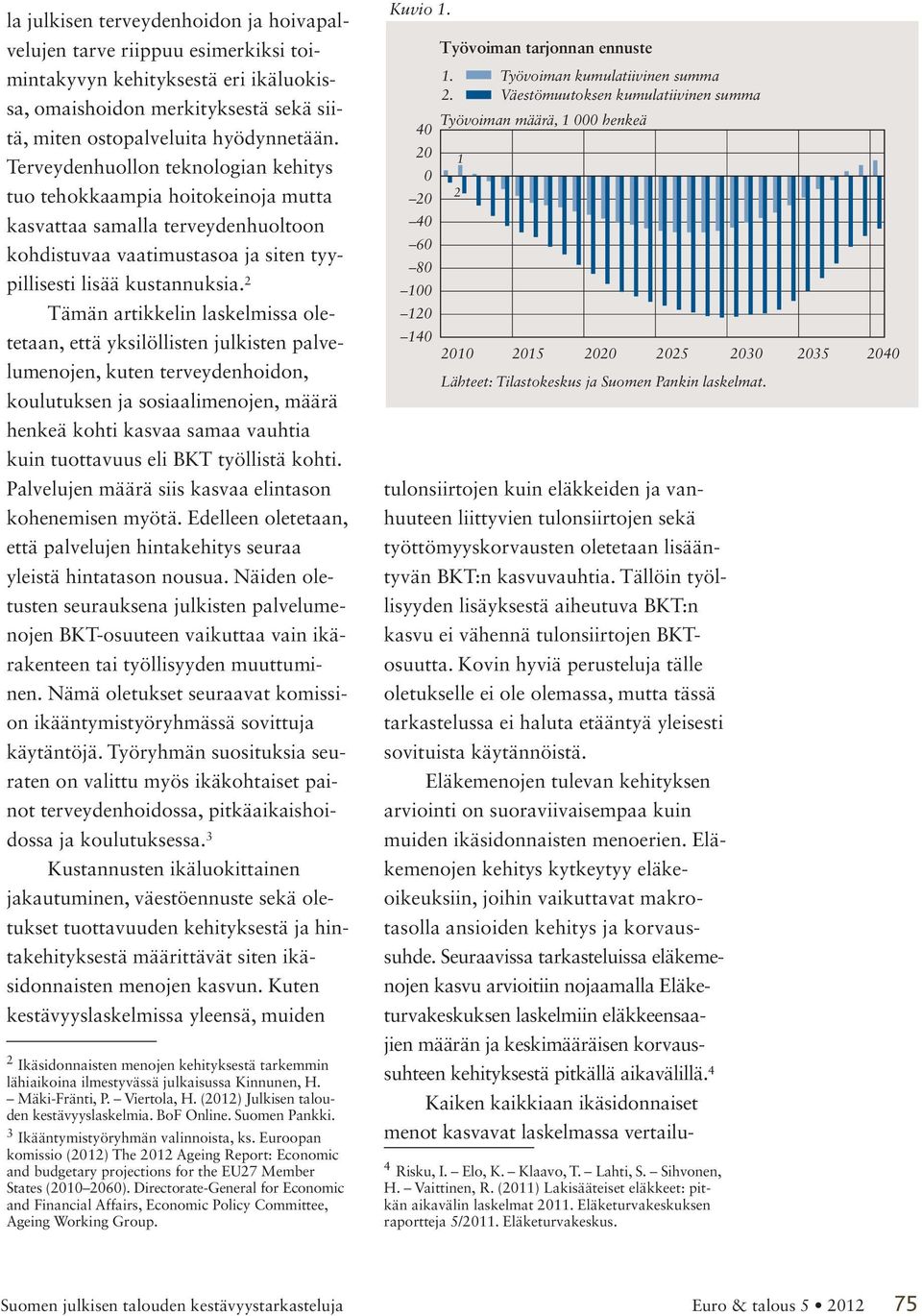 Tämän artikkelin laskelmissa oletetaan, että yksilöllisten julkisten palvelumenojen, kuten terveydenhoidon, koulutuksen ja sosiaalimenojen, määrä henkeä kohti kasvaa samaa vauhtia kuin tuottavuus eli