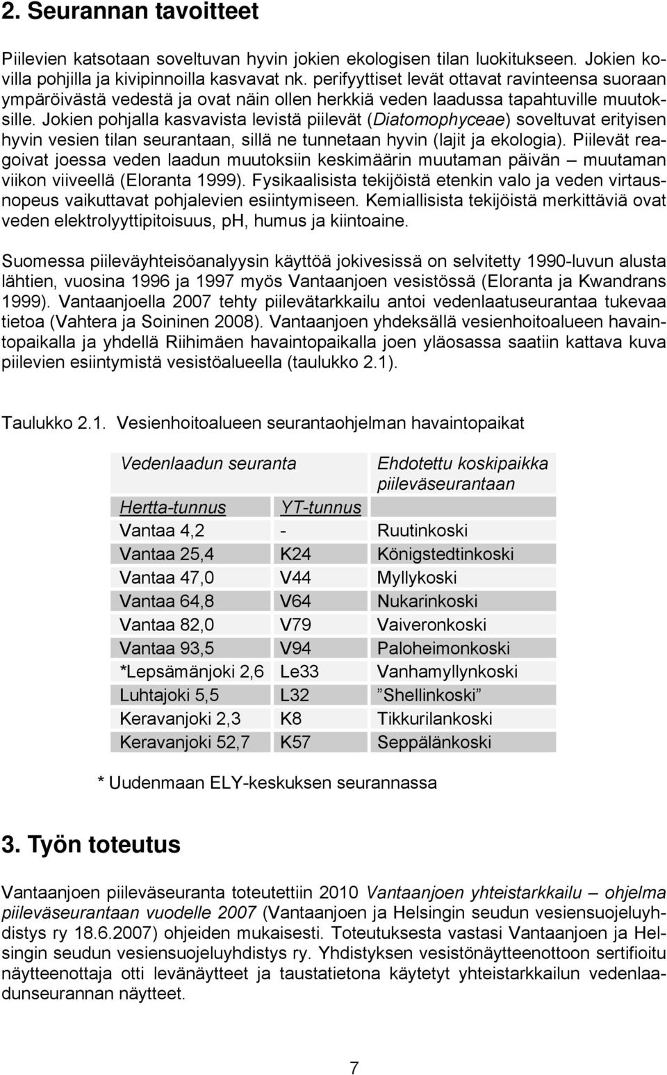 Jokien pohjalla kasvavista levistä piilevät (Diatomophyceae) soveltuvat erityisen hyvin vesien tilan seurantaan, sillä ne tunnetaan hyvin (lajit ja ekologia).