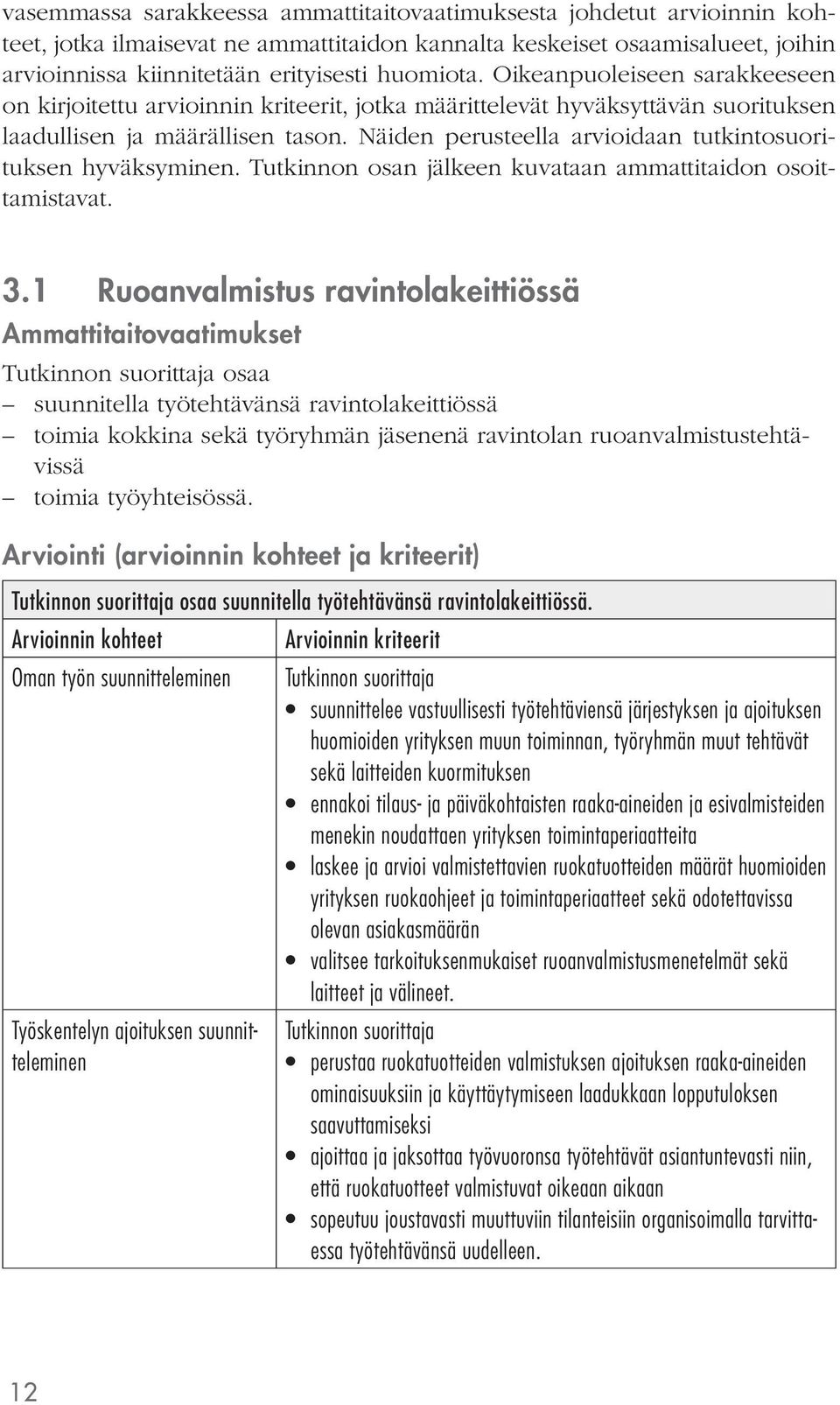 Näiden perusteella arvioidaan tutkintosuorituksen hyväksyminen. Tutkinnon osan jälkeen kuvataan ammattitaidon osoittamistavat. 3.