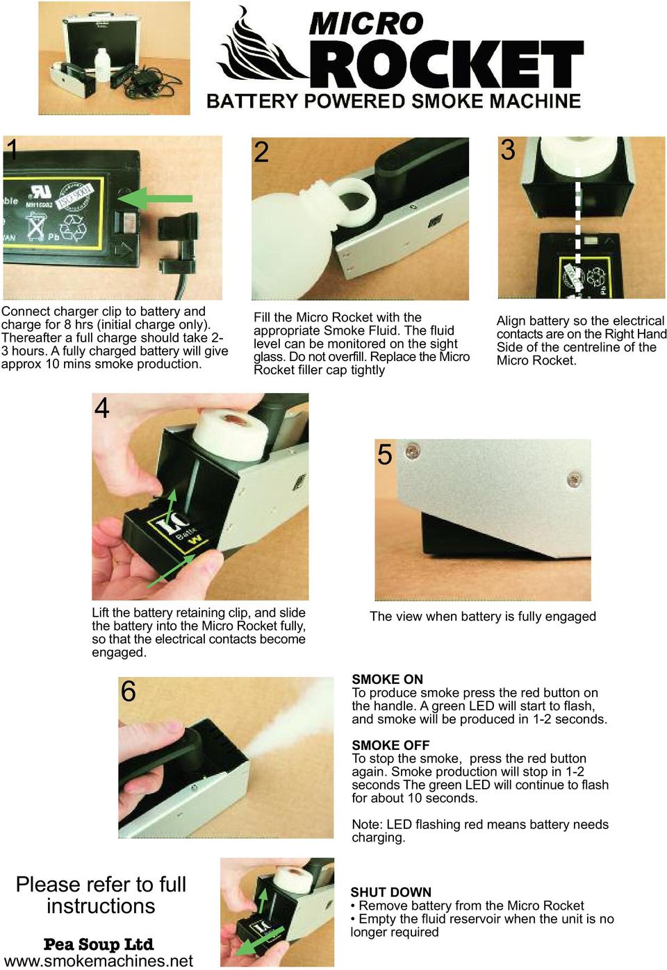 Replace the Micro Rocket filler cap tightly 5 Align battery so the electrical contacts are on the Right Hand Side of the centreline of the Micro Rocket.