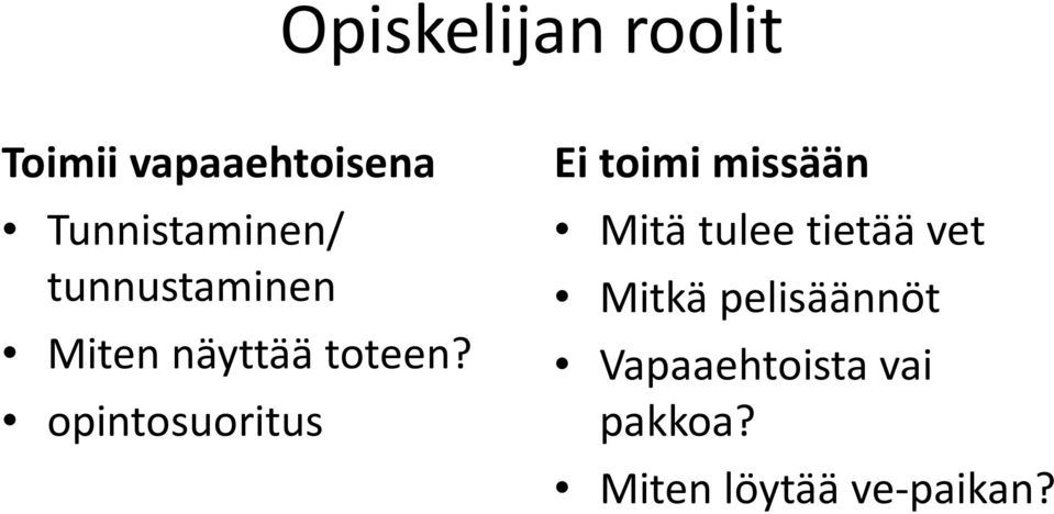 opintosuoritus Ei toimi missään Mitä tulee tietää vet