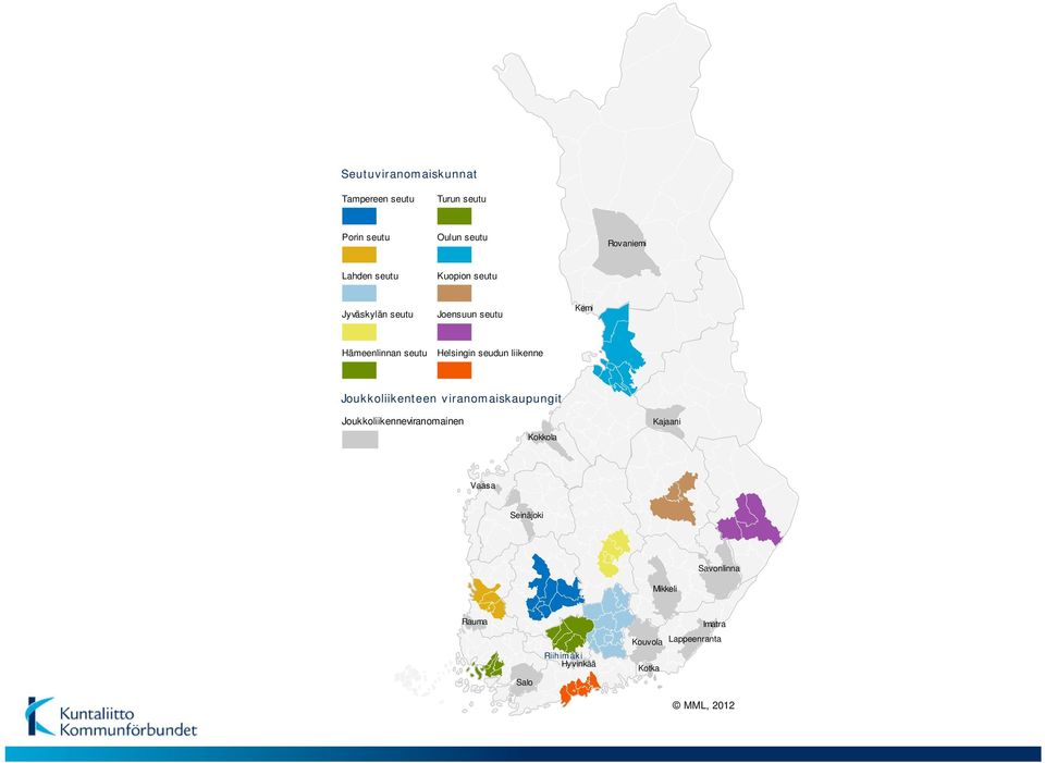 liikenne Joukkoliikenteen viranomaiskaupungit Joukkoliikenneviranomainen Kokkola Kajaani Vaasa