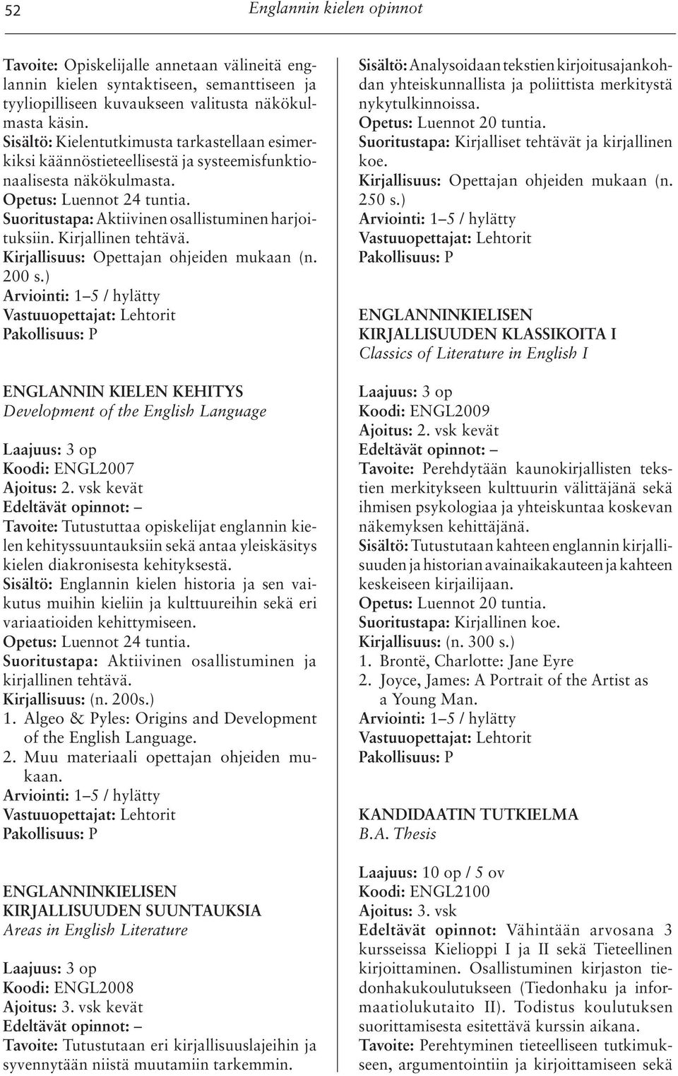 Kirjallisuus: Opettajan ohjeiden mukaan (n. 200 s.) ENGLANNIN KIELEN KEHITYS Development of the English Language Koodi: ENGL2007 Ajoitus: 2.