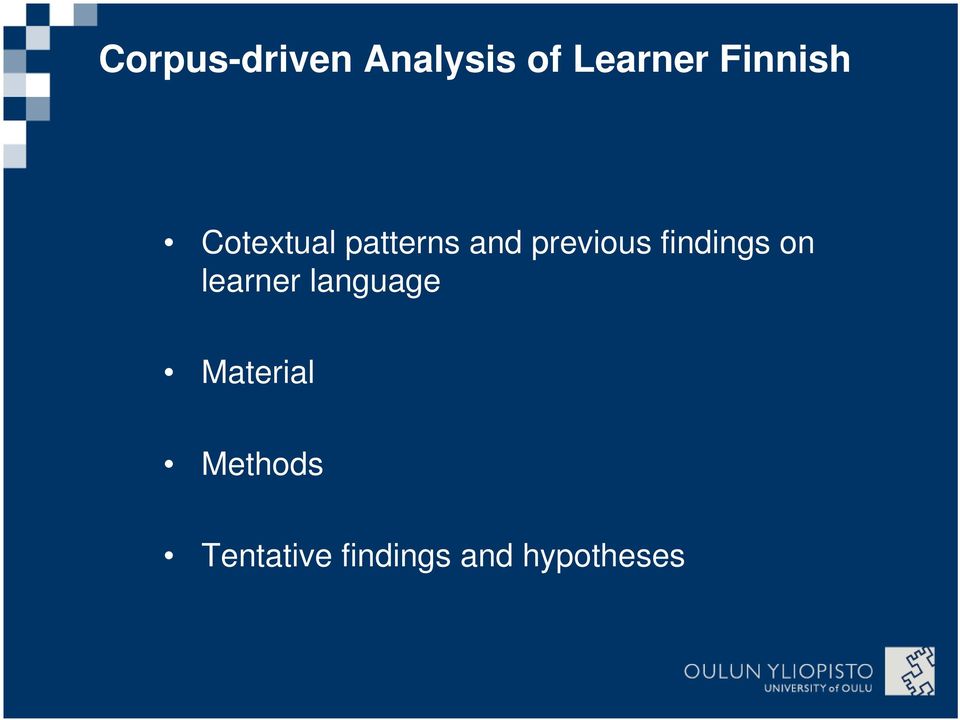 previous findings on learner language