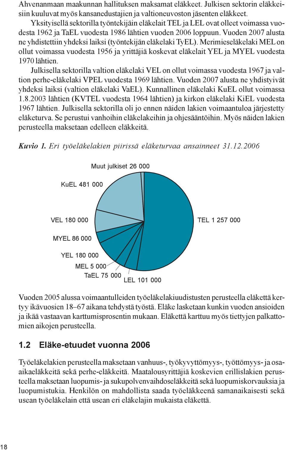 Vuoden 2007 alusta ne yhdistettiin yhdeksi laiksi (työntekijän eläkelaki TyEL). Merimieseläkelaki MEL on ollut voimassa vuodesta 1956 ja yrittäjiä koskevat eläkelait YEL ja MYEL vuodesta 1970 lähtien.