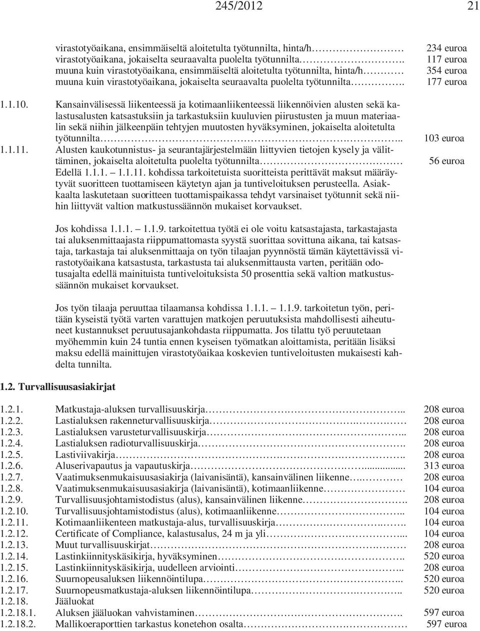 Kansainvälisessä liikenteessä ja kotimaanliikenteessä liikennöivien alusten sekä kalastusalusten katsastuksiin ja tarkastuksiin kuuluvien piirustusten ja muun materiaalin sekä niihin jälkeenpäin