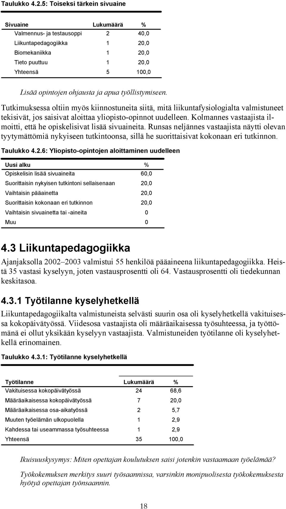 Kolmannes vastaajista ilmoitti, että he opiskelisivat lisää sivuaineita.