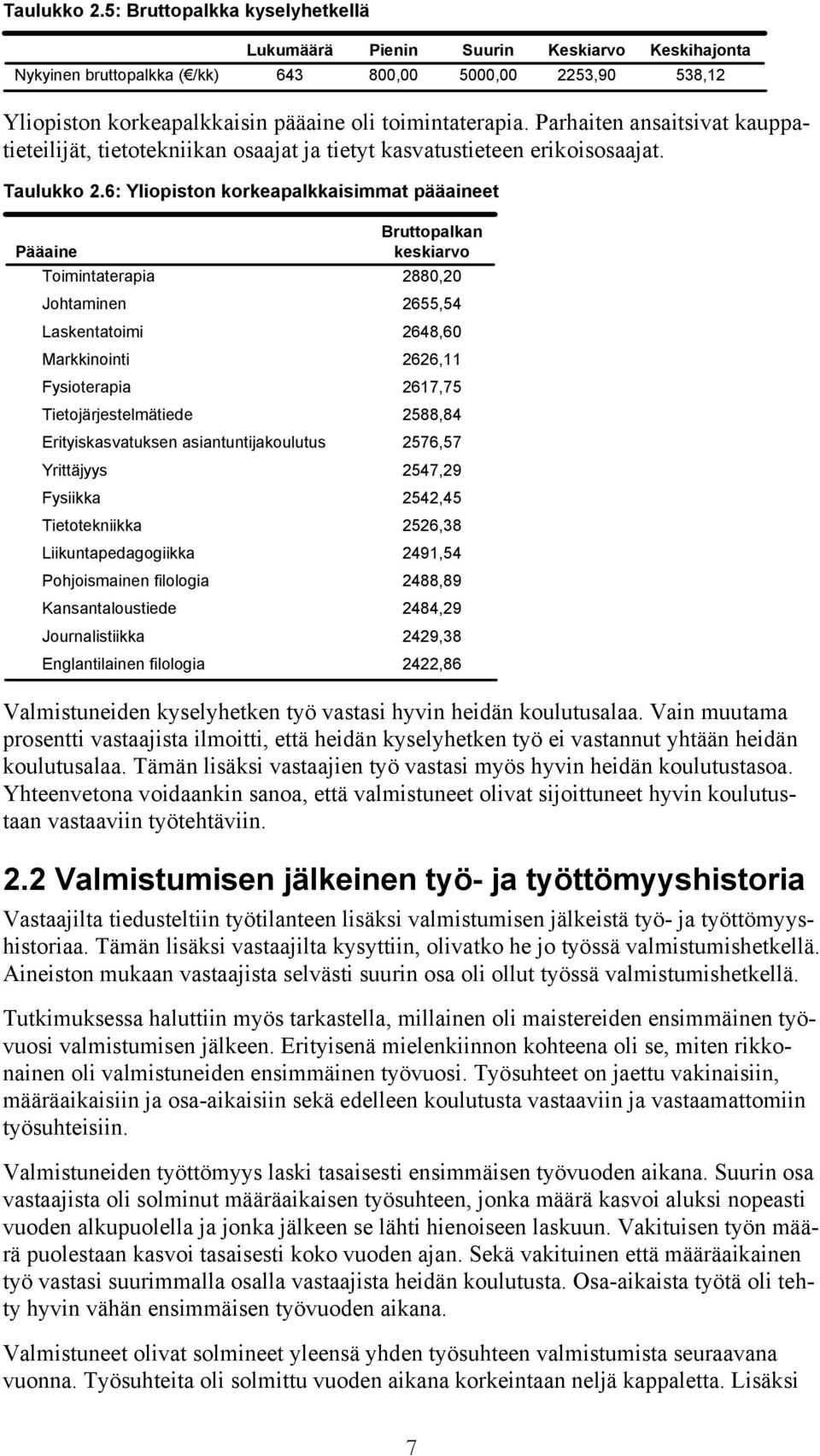 Parhaiten ansaitsivat kauppatieteilijät, tietotekniikan osaajat ja tietyt kasvatustieteen erikoisosaajat.