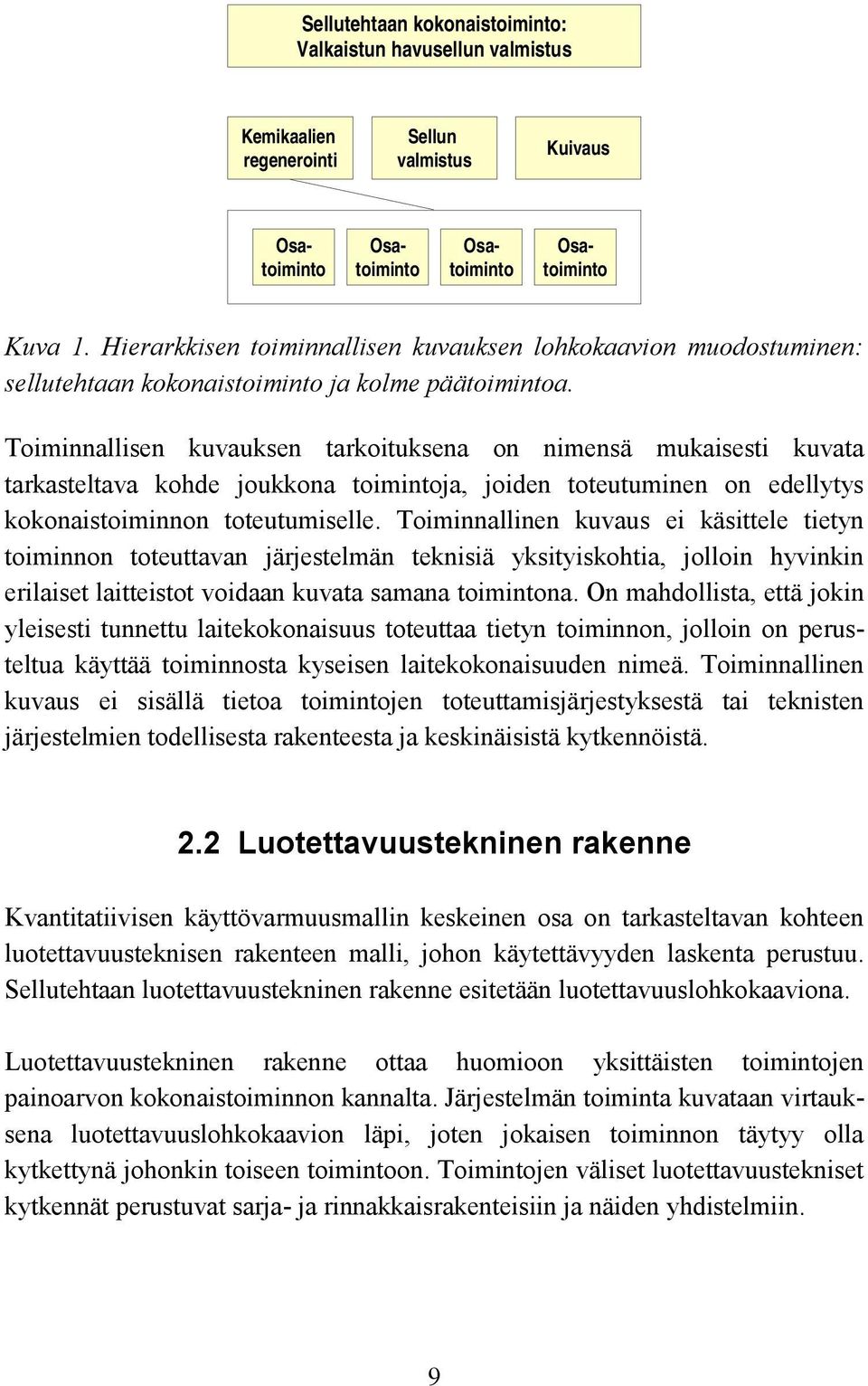 Toiminnallisen kuvauksen tarkoituksena on nimensä mukaisesti kuvata tarkasteltava kohde joukkona toimintoja, joiden toteutuminen on edellytys kokonaistoiminnon toteutumiselle.