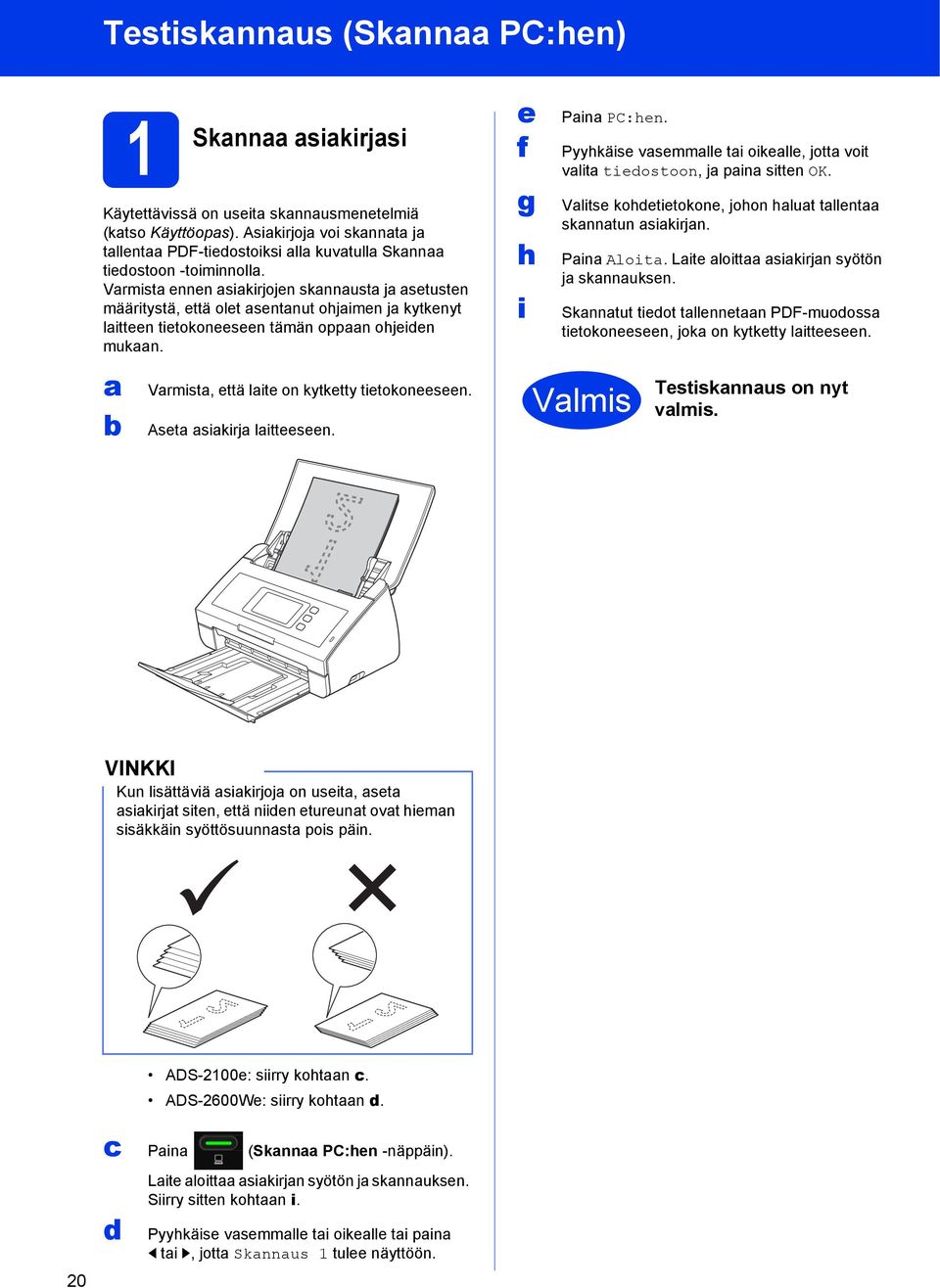 Aset sikirj litteeseen. e f g h i Pin PC:hen. Pyyhkäise vsemmlle ti oikelle, jott voit vlit tiedostoon, j pin sitten OK. Vlitse kohdetietokone, johon hlut tllent sknntun sikirjn. Pin Aloit.