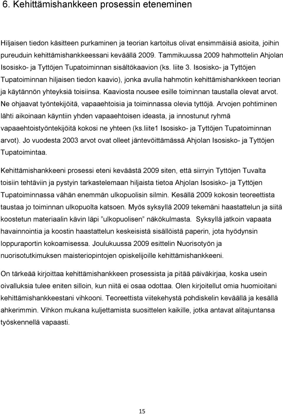 Isosisko- ja Tyttöjen Tupatoiminnan hiljaisen tiedon kaavio), jonka avulla hahmotin kehittämishankkeen teorian ja käytännön yhteyksiä toisiinsa.