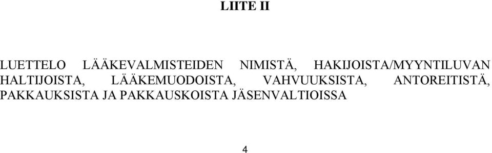 HALTIJOISTA, LÄÄKEMUODOISTA, VAHVUUKSISTA,