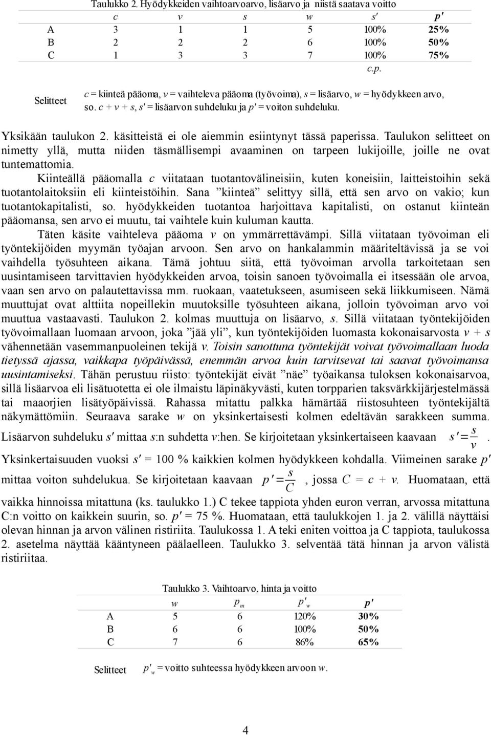 Taulukon selitteet on nimetty yllä, mutta niiden täsmällisempi avaaminen on tarpeen lukijoille, joille ne ovat tuntemattomia.