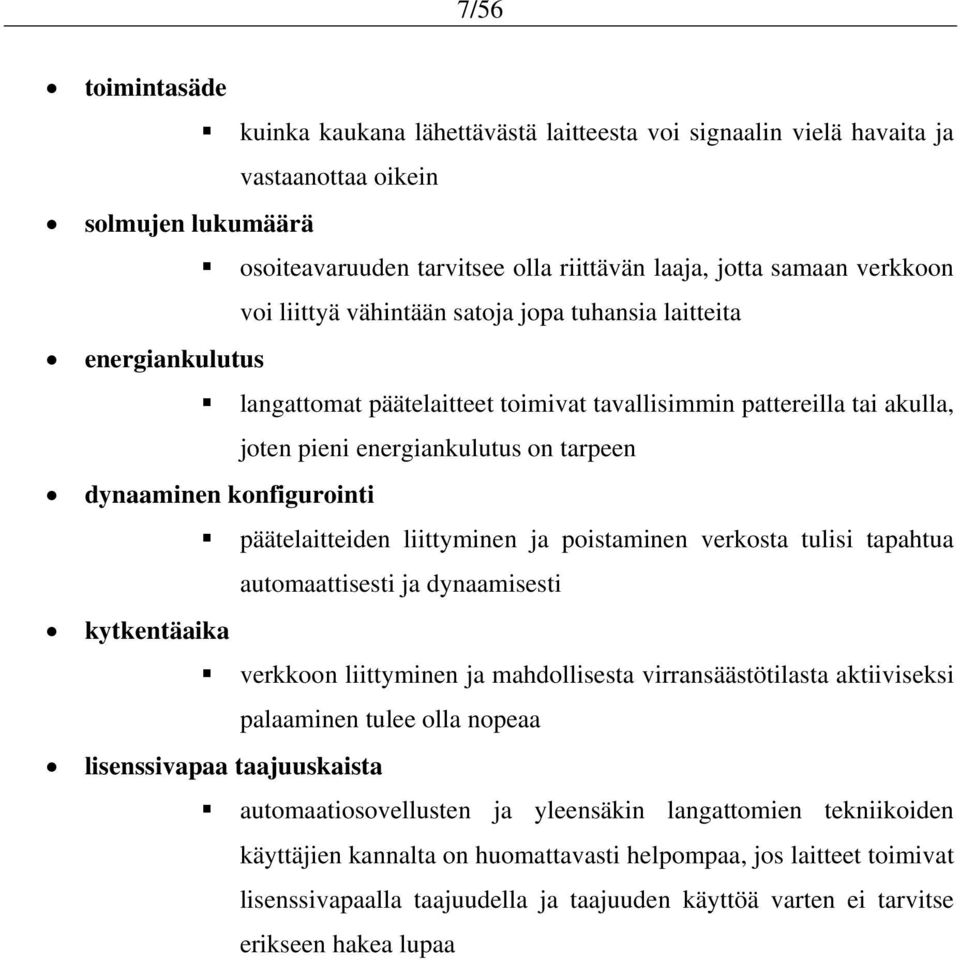 konfigurointi päätelaitteiden liittyminen ja poistaminen verkosta tulisi tapahtua automaattisesti ja dynaamisesti kytkentäaika verkkoon liittyminen ja mahdollisesta virransäästötilasta aktiiviseksi