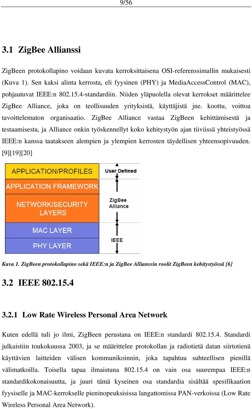 Niiden yläpuolella olevat kerrokset määrittelee ZigBee Alliance, joka on teollisuuden yrityksistä, käyttäjistä jne. koottu, voittoa tavoittelematon organisaatio.