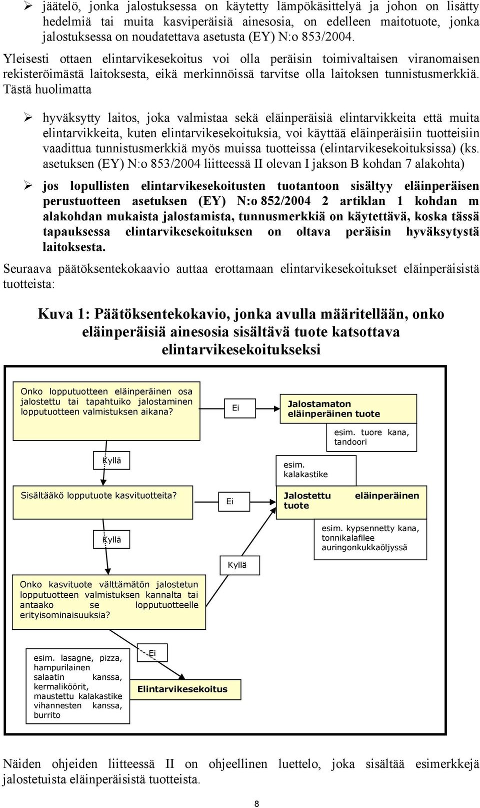 Tästä huolimatta hyväksytty laitos, joka valmistaa sekä eläinperäisiä elintarvikkeita että muita elintarvikkeita, kuten elintarvikesekoituksia, voi käyttää eläinperäisiin tuotteisiin vaadittua