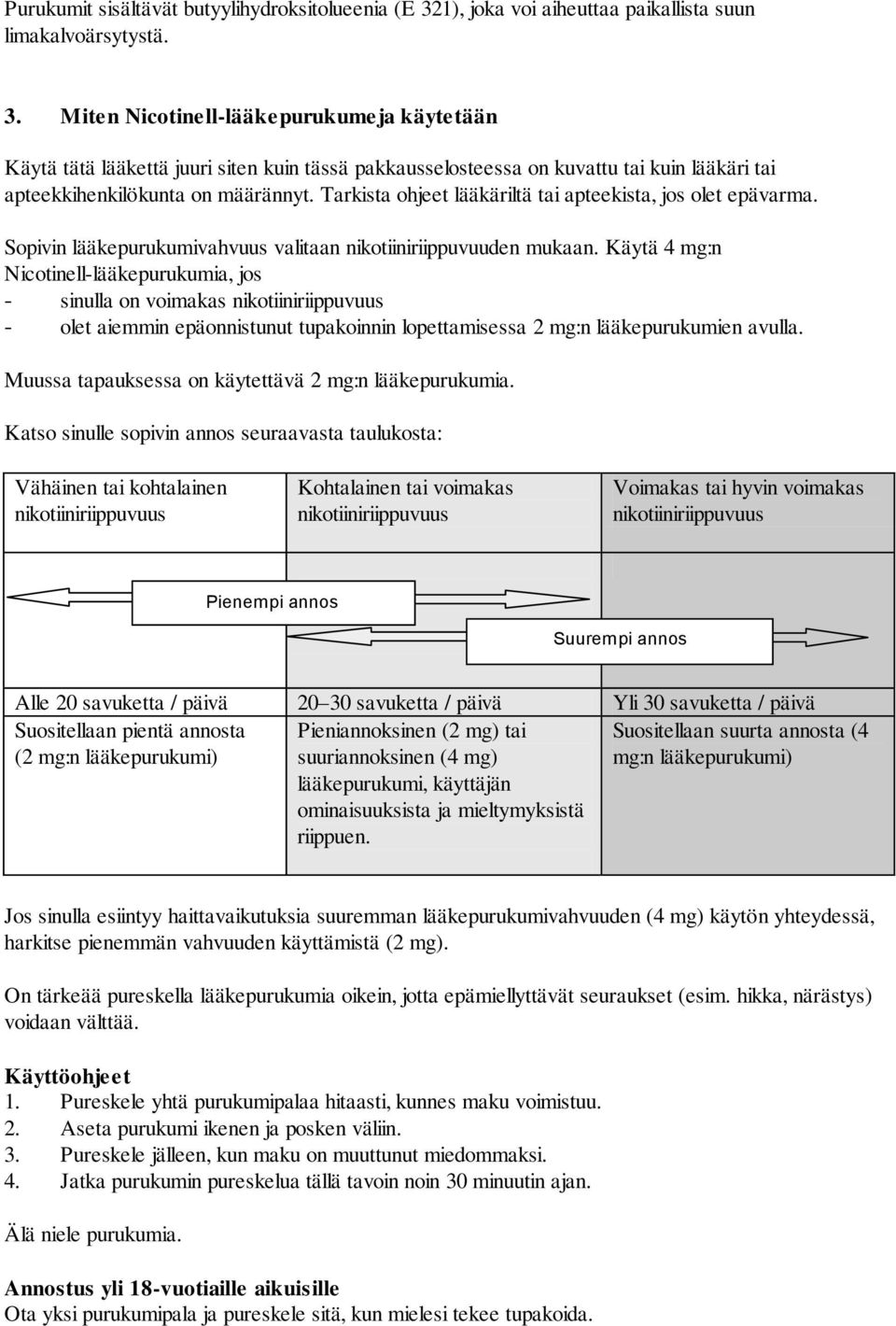 Miten Nicotinell-lääkepurukumeja käytetään Käytä tätä lääkettä juuri siten kuin tässä pakkausselosteessa on kuvattu tai kuin lääkäri tai apteekkihenkilökunta on määrännyt.