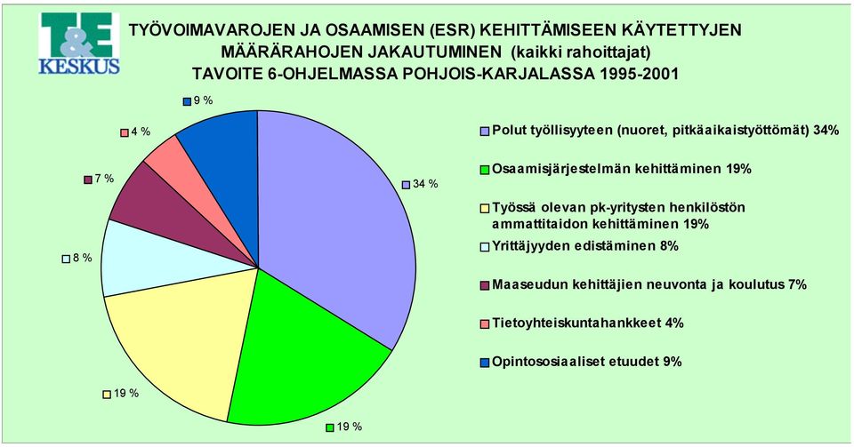 Osaamisjärjestelmän kehittäminen 19% Työssä olevan pk-yritysten henkilöstön ammattitaidon kehittäminen 19% Yrittäjyyden