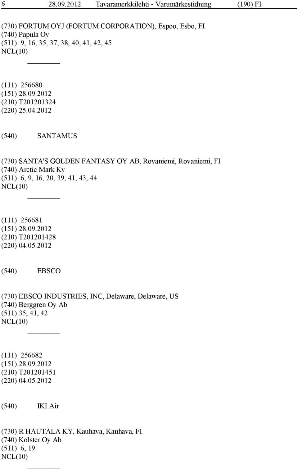 41, 42, 45 (111) 256680 (210) T201201324 (220) 25.04.