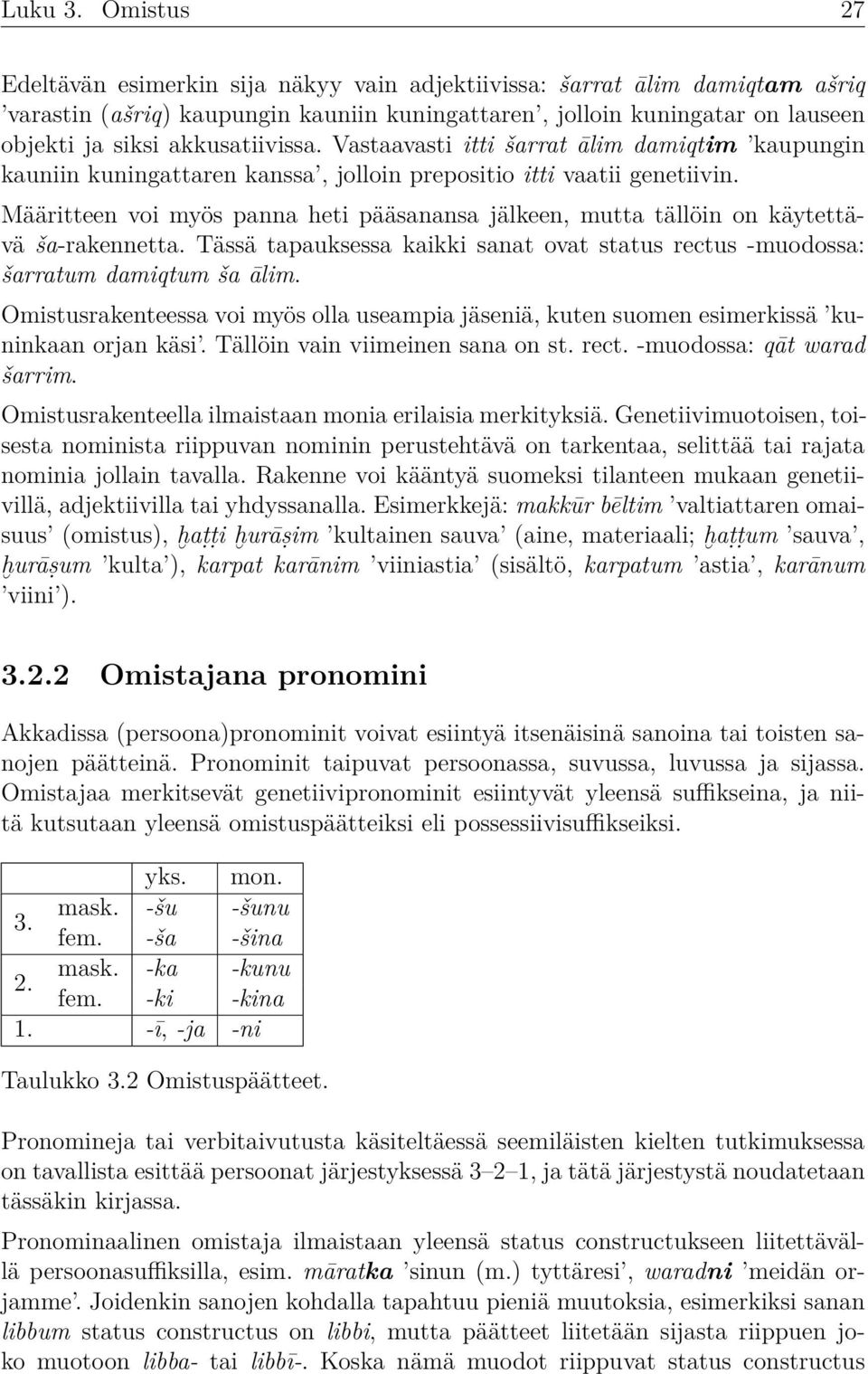 akkusatiivissa. Vastaavasti itti šarrat ālim damiqtim kaupungin kauniin kuningattaren kanssa, jolloin prepositio itti vaatii genetiivin.