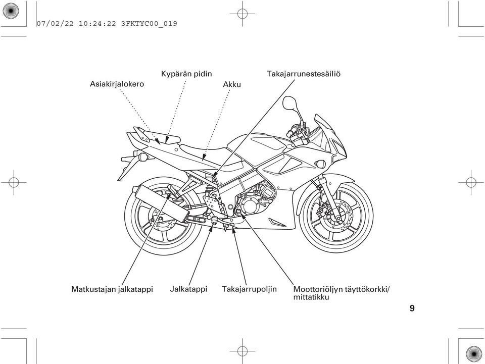 Takajarrunestesäiliö Matkustajan jalkatappi