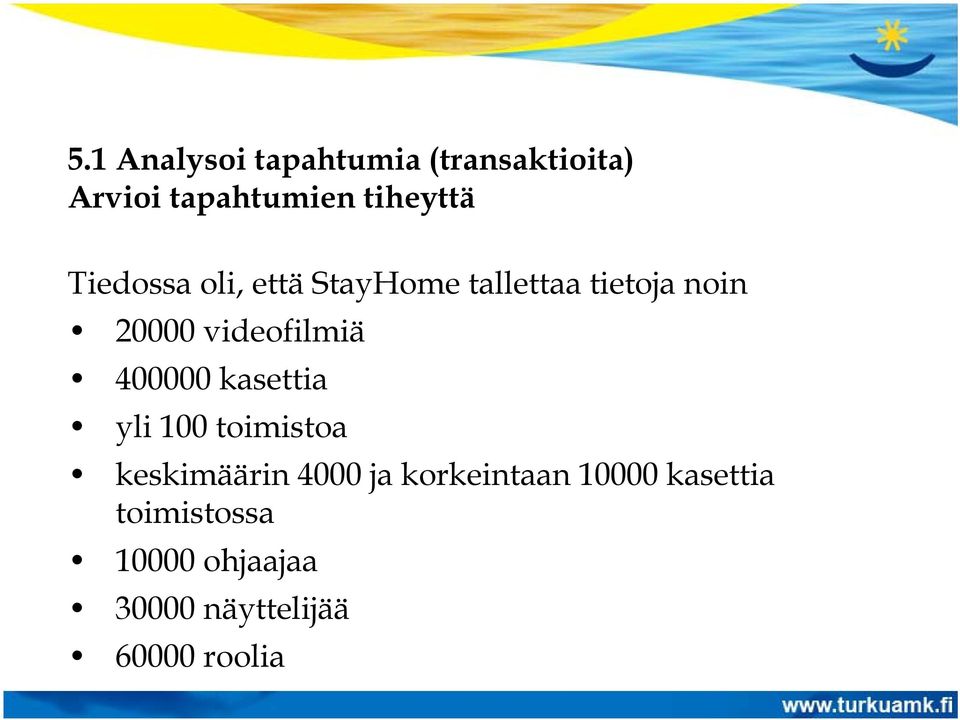 400000 kasettia yli 100 toimistoa keskimäärin 4000 ja korkeintaan