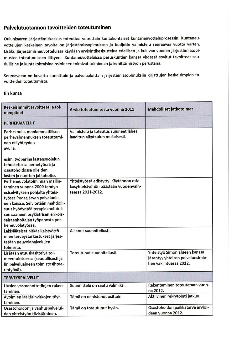 Lisäksi Järjestämisneuvotteluissa käydään arviointikeskustelua edellisen ja kuluvan vuoden järjestämissopimusten toteutumiseen iiittyen.