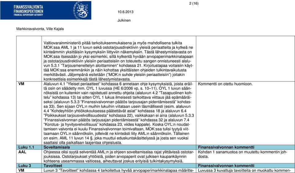 Tästä lähestymistavasta on MOK:ssa itsessään jo yksi esimerkki, sillä kytkentä hyvään arvopaperimarkkinatapaan ja ostotarjousdirektiivin yleisiin periaatteisiin on toteutettu sangen onnistuneesti