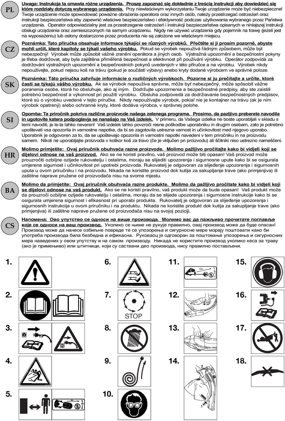 Twoje urządzenie może spowodować poważne obrażenia operatora oraz innych osób, należy przestrzegać ostrzeżeń oraz instrukcji bezpieczeństwa aby zapewnić właściwe bezpieczeństwo i efektywność podczas