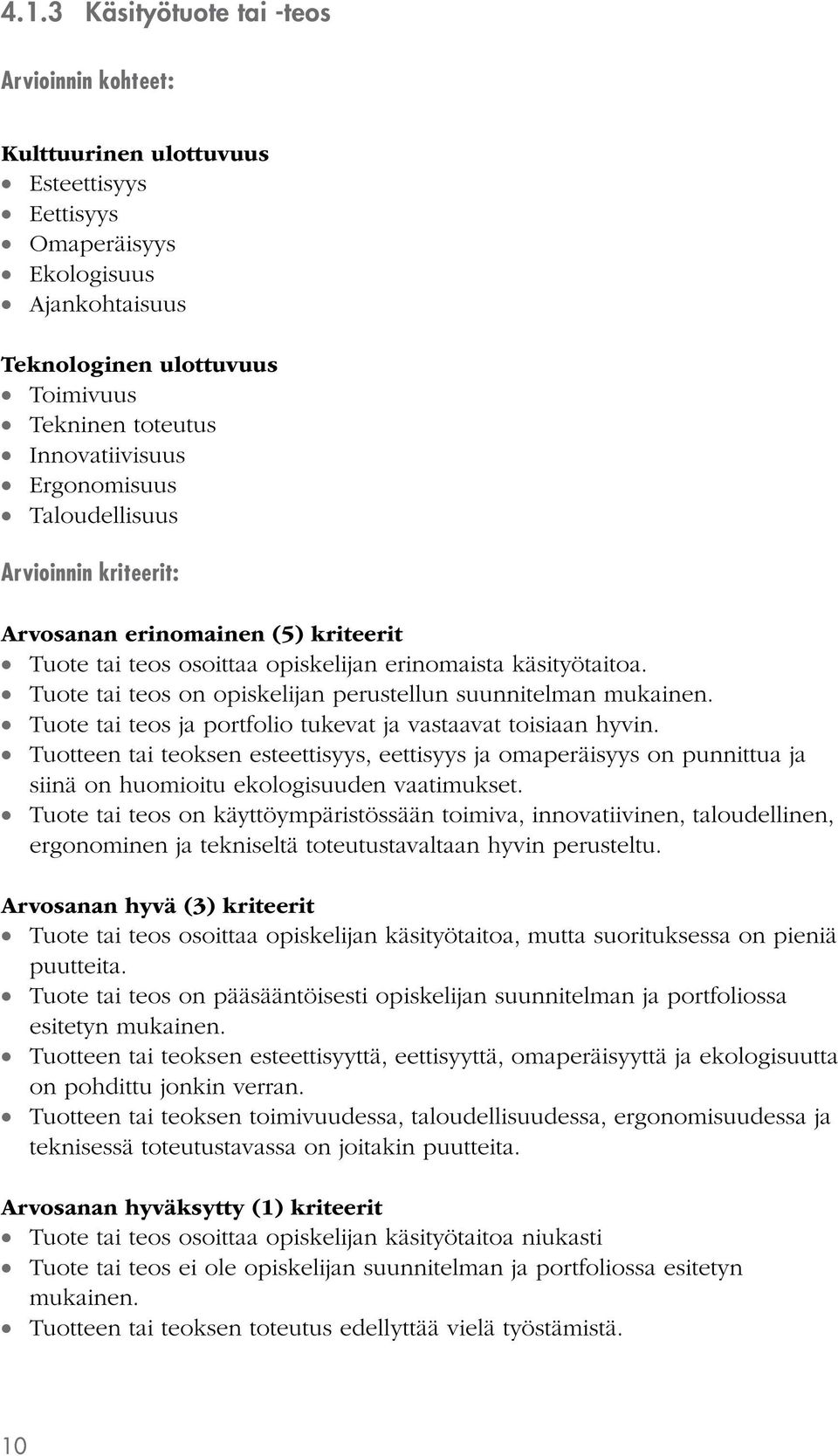 Tuote tai teos on opiskelijan perustellun suunnitelman mukainen. Tuote tai teos ja portfolio tukevat ja vastaavat toisiaan hyvin.